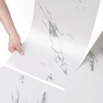 HOMSUN Vinyl Flooring Stickers, Peel and Stick, Waterproof Marble Design Wallpaper Tiles for Walls, Bathroom, Kitchen and Living Room (2 Feet x 5 Feet, Matt White)
