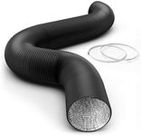 iPower Flexible 10 Inch 25 Feet Aluminum Ducting 4 Layer Protection Dryer Vent Hose for HVAC Heating Cooling Ventilation, 2 Clamps Included, PVC 10 in 25ft, Black