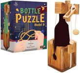 BSIRI Think for Wooden Bottle Puzzle Lock Adult Game Functional Holder Brain Teaser Gift Unique Stick in Bottles Puzzles Unlock Games for Parties Night White Elephant Secret Santa Rustic Room Decor