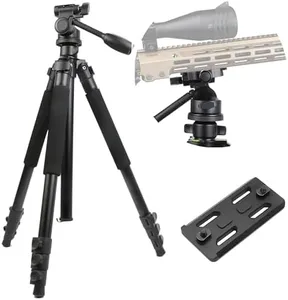 Aluminum Rifle Tripod Shooting Stick Gun Rest Stand Compatible with MLOK Handguards for Hunting & Shooting Max Load 33lbs, 19-71 Inches