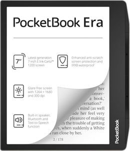 PocketBook Era E-Reader, Stardust Silver, 16GB | 7ʺ Glare-Free & Eye-Friendly Touch-Screen with E -Ink Technology | Waterproof | Text-to-Speech, Audio- & E-Book Reader | SMARTlight & Built-in Speaker