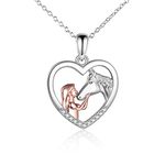 YFN Horse Necklace for Women Girls Sterling Silver Horse Pendant Jewellery Horse Gifts for Women 18" (Rose Girl Horse Necklace)