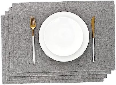 AOKSUNOVA Cloth Placemats Set of 4 Light Grey Farmhouse Dining Table Mats Linen for Indoors & Outdoor