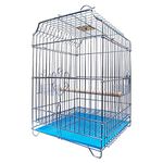 LOVELY PET'S KINDOM-13.5" Zinc Bird cage for Cocktail, Parrot,Cuttlefish Bone Holder,with Cuttlefish Bone, 2cups,1perch Stick L:13.5", B:13.5", H:20"-Colors May Vary