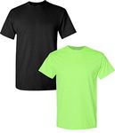 Gildan Men's G500 T-Shirt, 2-Pack SML-Black-Neon