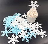 48pcs White Edible Cupcake Christmas White Blue Snowflakes Cake Toppers Decoration for Winter Frozen Theme Party decorating