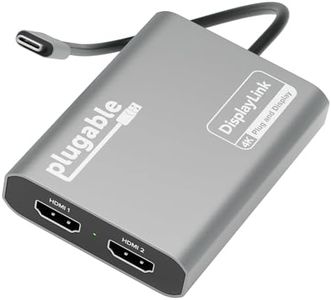 Plugable USB C to HDMI Adapter, Dual Monitor 4K 60Hz for Apple Mac M1/M2/M3, DisplayLink Multiple Displays for Thunderbolt MacBook or iMac, Driver Required (USBC-6950M)