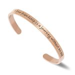 NUTRISMART Stainless Steel Cuff Bangle Bracelet Engraved "A True Friendship is a Journey Without an End" Best Friend Gift Inspirational Jewelry (Rosegold)