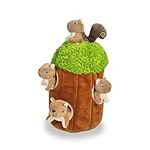 Glow Pups Hide and Seek Squirrel in a Tree Dog Toy for Small and Medium Size Dogs, Interactive Burrow Plush Dog Toy with Squeaker (Tree with Squirrels, Medium)