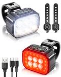 Bike Lights Front and Back, 2023 Upgrade 6 LED Bicycle Lights IP65 Waterproof Super Bright Cycle Lights, USB Fast Charging Adjustable Brightness Bike Light & Long Battery Life Mountain Bike Lights