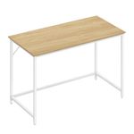 VASAGLE Computer Desk, Small Office Desk and Workstation, Work Desk for Home Office, Study, Bedroom, 60 x 120 x 76 cm, Modern Style, Metal Frame, Natural Oak and Pearl White LWD039W70