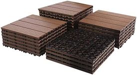 Wood Plastic Composite Patio Deck Tiles, 12”x12” Interlocking Deck Tiles, Water Resistant for Indoor & Outdoor, 22 sq. ft (Coffee, 24)