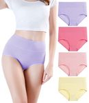 wirarpa Women's Cotton Underwear High Waist Stretch Briefs Soft Underpants Breathable Ladies Panties Assorted 4 Pack