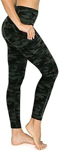 Women's High Waisted Reflective Yoga Pants with Pockets: Full, Capri, 7/8 Length, 7/8-print-green Camouflage, 2X