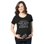 Maternity Might Be A Bump Might Be A Burrito Pregnancy Tshirt Funny Mexican Food Tee Funny Graphic Maternity Tee Cinco De Mayo Maternity T Shirt Funny Food Black 3XL