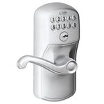 Schlage FE595 PLY 626 FLA Plymouth Keypad Entry with Flex-Lock and Flair Style Levers, Brushed Chrome