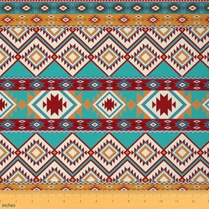 Feelyou Yellow Red Southwestern Upholstery Fabric for Chairs Geometric Fabric by The Yard Western Decor Tribal Native American Design Decorative Waterproof Fabric 1 Yard Stripe Line Outdoor Fabric
