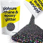 Hemway Metallic Glitter Floor Crystals for Epoxy Resin Flooring (500g) Domestic, Commercial, Industrial - Garage, Basement - Can be Used with Internal & External (Black Holographic)