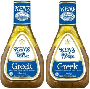 Ken's Steak House Greek w/Feta Cheese and Black Olives Salad Dressing, 16 fl. oz. Pack of 2