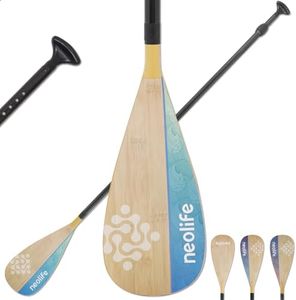 WONITAGO SUP Paddleboard Paddle with Carbon Fiber Shaft and PP Blade, Floating Adjustable Stand Up Paddle Board Paddle, 170-210 cm/68-84 Inches, Bamboo & Wave Green Pattern