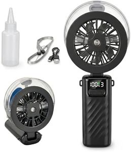 Handheld Misting Fan Portable, 4000mAh Battery Powered Foldable Mini Fan with 35ml Water Tank and Lanyard, 4-Speed Powerful Cooling Handheld Fan USB Spray Fan for Travel Outdoor Office Desk, Black