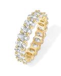 PAVOI 14K Yellow Gold Rings Oval Cubic Zirconia Love Ring | 5mm Stackable Rings for Women | Yellow Gold Rings for Women Size 9