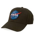 Tee Luv NASA Hat - Embroidered NASA Round Logo Baseball Cap (Black)