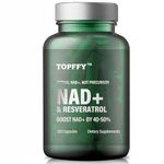 Topffy NAD+ & Resveratrol Supplement, NAD+ Boosting Supplement for Max Absorption for Support Cellular Energy, Aging Defense, 120 Softgels
