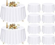 Pesonlook Round Tablecloth - 10 Pack 120 Inch White Round Table Cloths,Premium Polyester Resistant Table Cover for Wedding, Party, Dining,Banquet,Buffet Table, Holiday,Dinner Tables Decorate