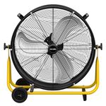 CCGIRU 24" Industrial Drum Fan, 8800 CFM High Velocity 3-Speed Heavy Duty Metal Air Circulator with Casters Handle for Warehouse, Workshops, Garage, Factory and Basement - UL Listed