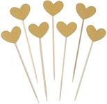 Confetti! 40PCS Heart Cupcake Toppers Sweet Love Theme Hearts Food Picks for Valentine Wedding Engagement Bridal Shower Birthday Party Cake Decorations - Gold