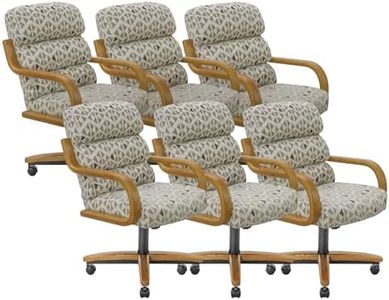 Chromcraft Set of 6 Swivel Tilt Chairs, Ultra Comfy Kitchen Chairs Wooden Cap and Wheels for Kitchen Room