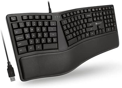 X9 Ergonomic Keyboard Wired with Cushioned Wrist Rest - Type Naturally and Comfortably Longer - USB Wired Keyboard for Laptop with 110 Keys & 5ft Cable - Split Keyboard for PC, Computer Ergo Keyboard