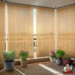 HIPPO - PE 85% Outdoor Balcony Curtains with Loops Sun Blocking Curtains, UV Protection, Sun Shading & Light Filtering, Temperature Reducing, 7.5ft Door Curtain (Pack of 5, Beige, 4.5FTX7.5FT)