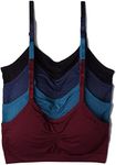 Kalon 4 Pack Nylon Spandex Removable Pads Comfort Bras Ext Sizes (M/L, Winter)