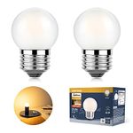 G40 Led Low Wattage Bulb 3W Equivalent 25 Watt Light Bulbs, Standard E26 Small Power, Frosted, Warm White 2700K, Dimmable for Bathroom Bedside Accent Lamps Appliance Bulb Refrigerator Pack of 2