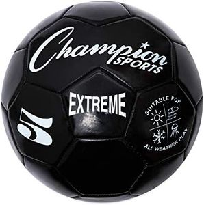 Champion Sports Extreme Series Soccer Ball, Regulation Size 5 - Collegiate, Professional, and League Standard Kick Balls - All Weather, Soft Touch, Maximum Air Retention - For Adults, Teenagers, Black