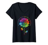 Womens LGBTQ Rainbow Sunflower World Flower Pride Be Equality Kind V-Neck T-Shirt