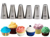 Tabiger Large Piping Tips, 6-Pack Cake Piping Nozzles Kit Stainless Steel Icing Piping Tips Large Nozzles Set Cake Decorating Tools for Baking DIY Cream Cake Cupcake