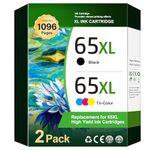 WEKVA 65 Ink Cartridges for HP Ink 65 XL Combo Pack Cartouche Encre Replacement for HP 65XL HP65 HP65XL for HP Deskjet 3772 3755 3733 3735 Envy 5055 5052 5034 AMP 105 120 Printer (Black, Tri-Color)