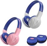 2 Pack of SIMOLIO Kids Headphone Wireless Bluetooth with Volume Limited, Durable Wireless Kids Headset, Wireless Headphone for Kids, Kids Safe Headphones with Case for Travel,School Daily(Pink,Grey)