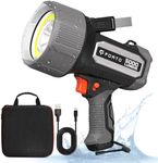 FORTO Rechargeable Spotlight 5000LM, IPX7 Waterproof Flashlight with 5200mAh Long-Lasting Battery, 7 Modes Handheld Light with EVA Case, for Boat, Hunting, Emergency, Outdoor Use