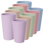 Unbreakable Plastic Tumbler Cups（15 Ounces ） and（20 Ounces）,Reusable Wheat Straw Drinking Cups 10-Piece, Dishwasher Safe Suitable for Kids and Adults