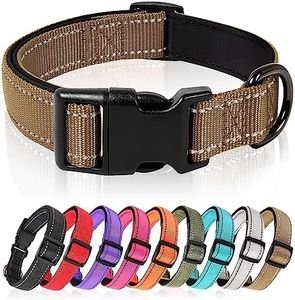 HEELE Collare per Cani, Collare Cane Riflettente Imbottito Nylon Regolabile Traspirante Collari per Cani di Taglia Media, Marrone, M(34-52cm)