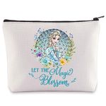 WZMPA Princess Elsa Cosmetic Bag Fairy Tales Fans Gifts Let The Magic Bloom Elsa Makeup Zipper Pouch Bag Princess Elsa Merchandise, Elsa-Bloom