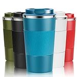 YINJOYI Travel Mug Reusable Coffee Cups Thermal Insulated Vacuum Insulation Smoothie Cup Stainless Steel Bottle for Hot Cold Drinks with Lid (Blue, 510ml)