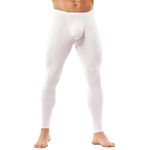 Mens Long Activewear Leggings Solid Casual Training Tights Workout Trousers Yoga Pants White