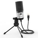 FIFINE Recording Microphone with Volume Control for Zoom, Video Meeting, Online Class on PC/Laptop, Metal Condenser Desktop Mic for Windows and Mac, Silver - K669S