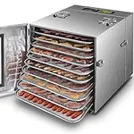 Septree 10 Trays Food Dehydrator for Jerky, Usable Area up to 17ft², 1000W Detachable Full Stainless Steel Dryer Machine, up to 194℉ Temperature, for Meat, Fruit, Beef, Herbs, and Pet Food