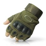 KeepCart Nylon Tactical Half Finger Gloves for Sports, Hiking, Cycling, Travelling, Camping, Outdoor, Motorcycle Riding Fingerless Half Finger Men Women Work Outdoor Gloves , Green